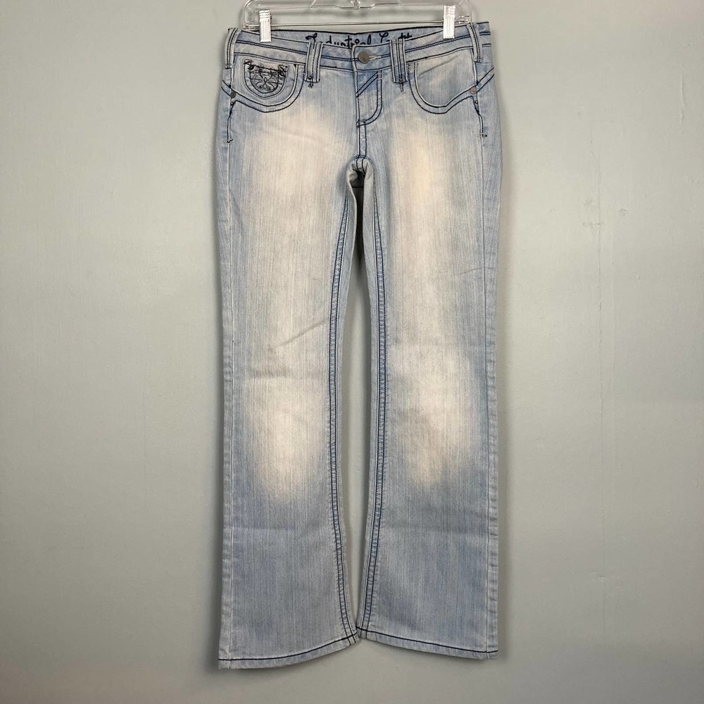 INDUSTRIAL Cotton Light Wash Boot Cut Denim Jeans Junior's Size 5 Navy Contrast